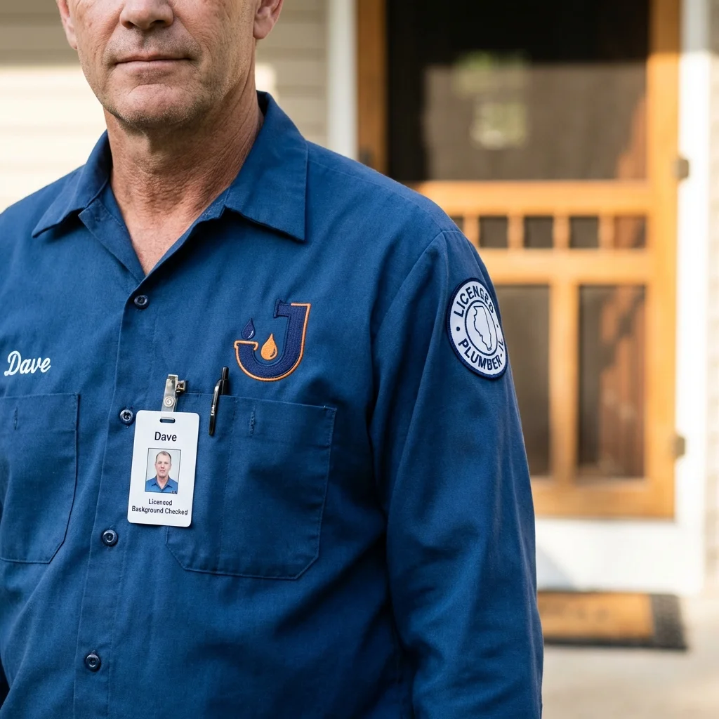 Licensed plumber showing ID badge in Cannelton, IN