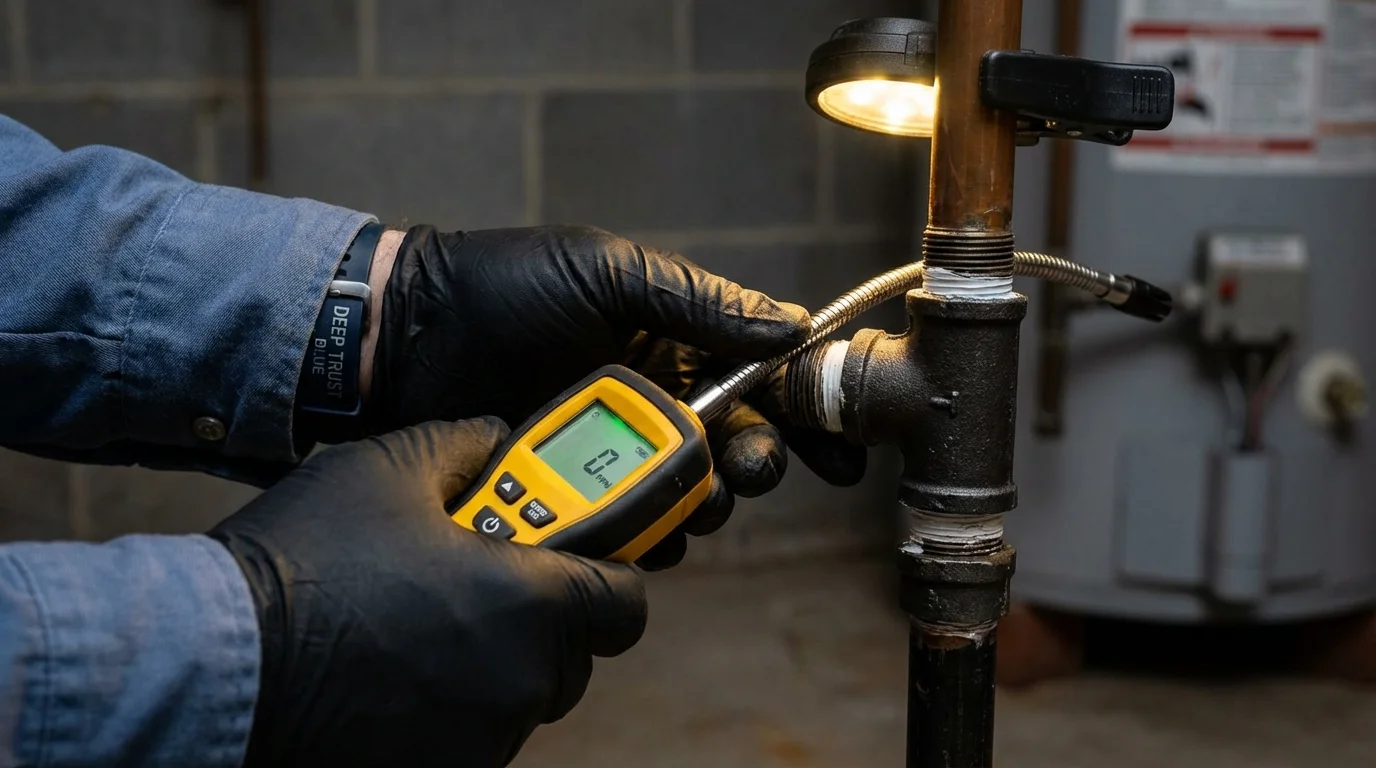 Gas leak detection with electronic sniffer by Johns Plumbing LLC in Cannelton