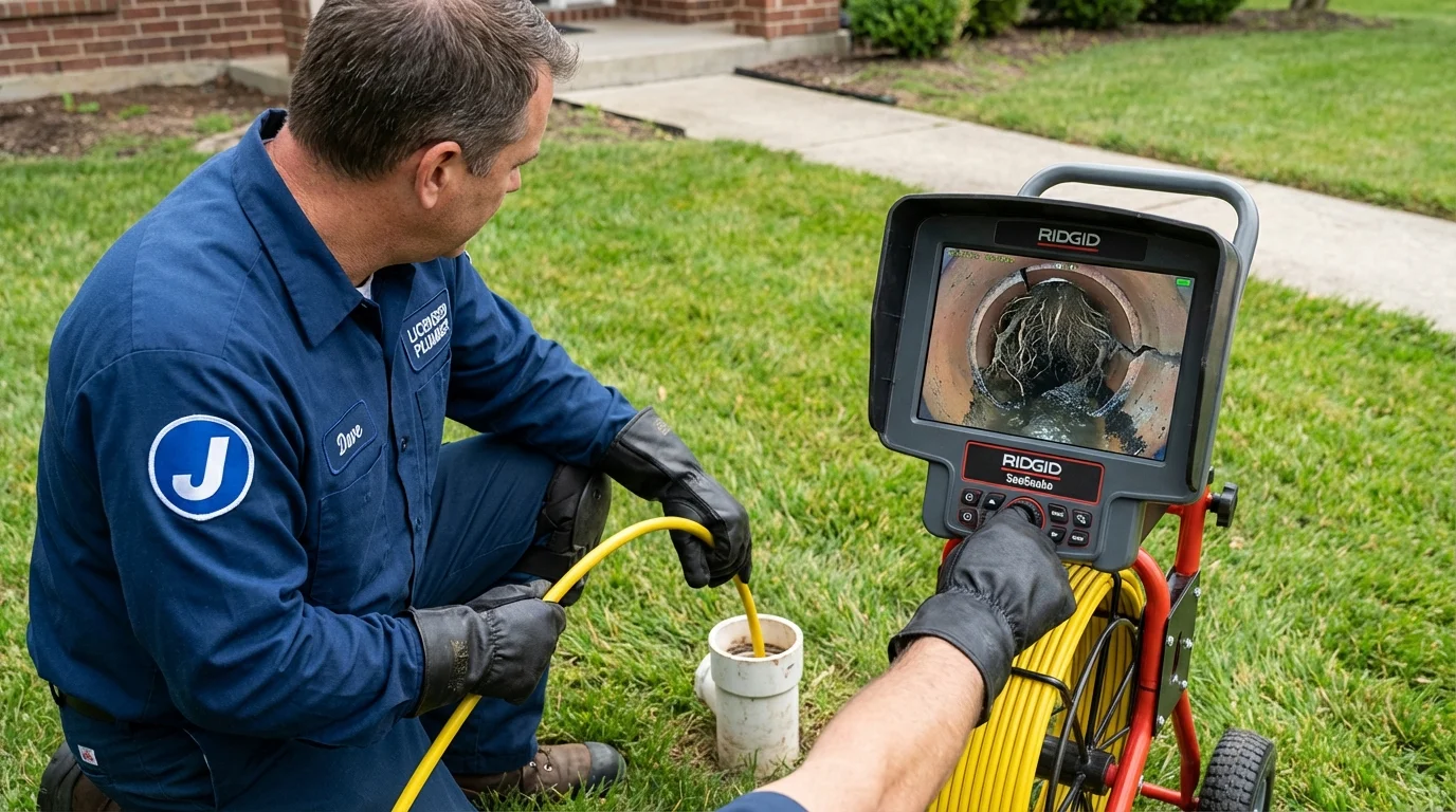 Sewer camera inspection being performed by Johns Plumbing LLC in Cannelton